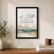 Kiloa Psalm 46:10 Be still and know that I am God, Bible Verse Wall Art, Scripture Printable, Neutral Scripture Wall Art, Easy , 8x12 UNFRAMED - Format: Black Framed Poster