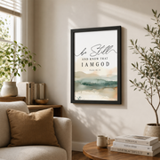 Kiloa Psalm 46:10 Be still and know that I am God, Bible Verse Wall Art, Scripture Printable, Neutral Scripture Wall Art, Easy , 8x12 UNFRAMED - Format: Black Framed Poster