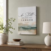 Kiloa Psalm 46:10 Be still and know that I am God, Bible Verse Wall Art, Scripture Printable, Neutral Scripture Wall Art, Easy , 8x12 UNFRAMED - Format: Stretched Canvas