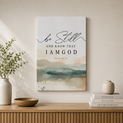 Kiloa Psalm 46:10 Be still and know that I am God, Bible Verse Wall Art, Scripture Printable, Neutral Scripture Wall Art, Easy , 8x12 UNFRAMED - Format: Stretched Canvas