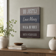 Kna Prints - Bible Verse Do Justly Love Mercy Walk Humbly Micah 68 Graphic Prints W For Home Decor, Living Room, Bedroom, Office, UNFRAMED-12x18 - Format: Stretched Canvas