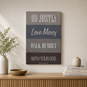 Kna Prints - Bible Verse Do Justly Love Mercy Walk Humbly Micah 68 Graphic Prints W For Home Decor, Living Room, Bedroom, Office, UNFRAMED-12x18 - Format: Stretched Canvas