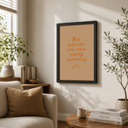 Kna Prints - His Mercies Are New Every Morning Sun Scripture Wall Art Christian Wall Art Bible Verse Art Christian Themed Minimalist Christian Wall Art Unframed Poster, UNFRAMED-12x18 - Format: Black Framed Poster