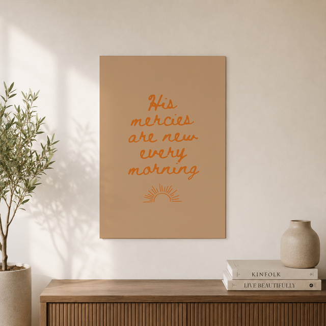 Kna Prints - His Mercies Are New Every Morning Sun Scripture Wall Art Christian Wall Art Bible Verse Art Christian Themed Minimalist Christian Wall Art Unframed Poster, UNFRAMED-12x18 - Format: Unframed Paper Poster
