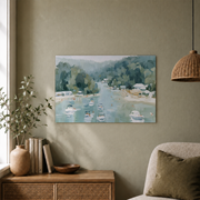 Lake Summer Boats Landscape Wall Art Coastal Nature Vacation Scenery Calm Water Poster Unframed - Format: Unframed Paper Poster