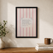 Lamentations 3 Christian Wall Art, Pink Striped Nursery Scripture Poster - Format: Black Framed Poster