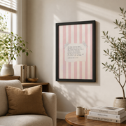 Lamentations 3 Christian Wall Art, Pink Striped Nursery Scripture Poster - Format: Black Framed Poster