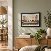 Last Supper Christian Wall Art, Watercolor Jesus and Disciples Poster - Format: Black Framed Poster