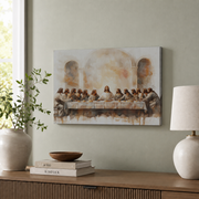 Last Supper Christian Wall Art, Watercolor Jesus and Disciples Poster - Format: Stretched Canvas