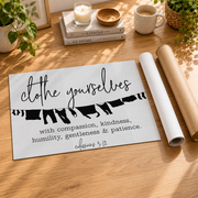Laundry Wall Decor Art, Clothe Yourselves With Compassion Bible Verse, Farmhouse Laundry Room Or Wrapped Home Decor, 12x18 UNFRAMED - Format: Rolled Canvas