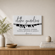 Laundry Wall Decor Art, Clothe Yourselves With Compassion Bible Verse, Farmhouse Laundry Room Or Wrapped Home Decor, 12x18 UNFRAMED - Format: Stretched Canvas