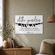 Laundry Wall Decor Art, Clothe Yourselves With Compassion Bible Verse, Farmhouse Laundry Room Or Wrapped Home Decor, 12x18 UNFRAMED - Format: Unframed Paper Poster