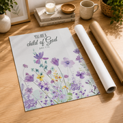 Lavender Christian Nursery Wall Art Trio, Floral Bible Verse Posters - Format: Rolled Canvas