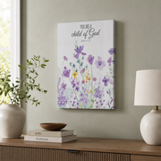 Lavender Christian Nursery Wall Art Trio, Floral Bible Verse Posters - Format: Stretched Canvas