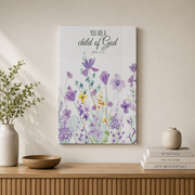 Lavender Christian Nursery Wall Art Trio, Floral Bible Verse Posters - Format: Stretched Canvas