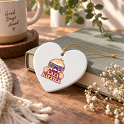 Lazy Hipster Sloth Mustache Funny Animal Glass Ornament - Material: Heart Ceramic Ornament