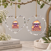 Lazy Hipster Sloth Mustache Funny Animal Glass Ornament - Material: Heart Glass Ornament
