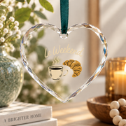 Le Weekend French Croissant Coffee Lover Gift Glass Ornament - Material: Heart Glass Ornament