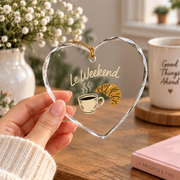 Le Weekend French Croissant Coffee Lover Gift Glass Ornament - Material: Heart Glass Ornament