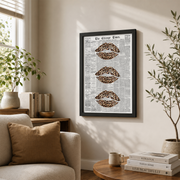 Leopard Kiss Lips Wall Art Newspaper Poster Girly Y2K Aesthetic Dorm Room Decor Unframed Paper Print - Format: Black Framed Poster
