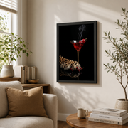 Leopard Martini Wall Art Glam Bar Poster Animal Print Cocktail Decor Unframed Paper Print - Format: Black Framed Poster