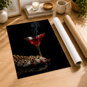 Leopard Martini Wall Art Glam Bar Poster Animal Print Cocktail Decor Unframed Paper Print - Format: Rolled Canvas