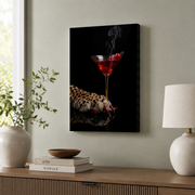 Leopard Martini Wall Art Glam Bar Poster Animal Print Cocktail Decor Unframed Paper Print - Format: Stretched Canvas