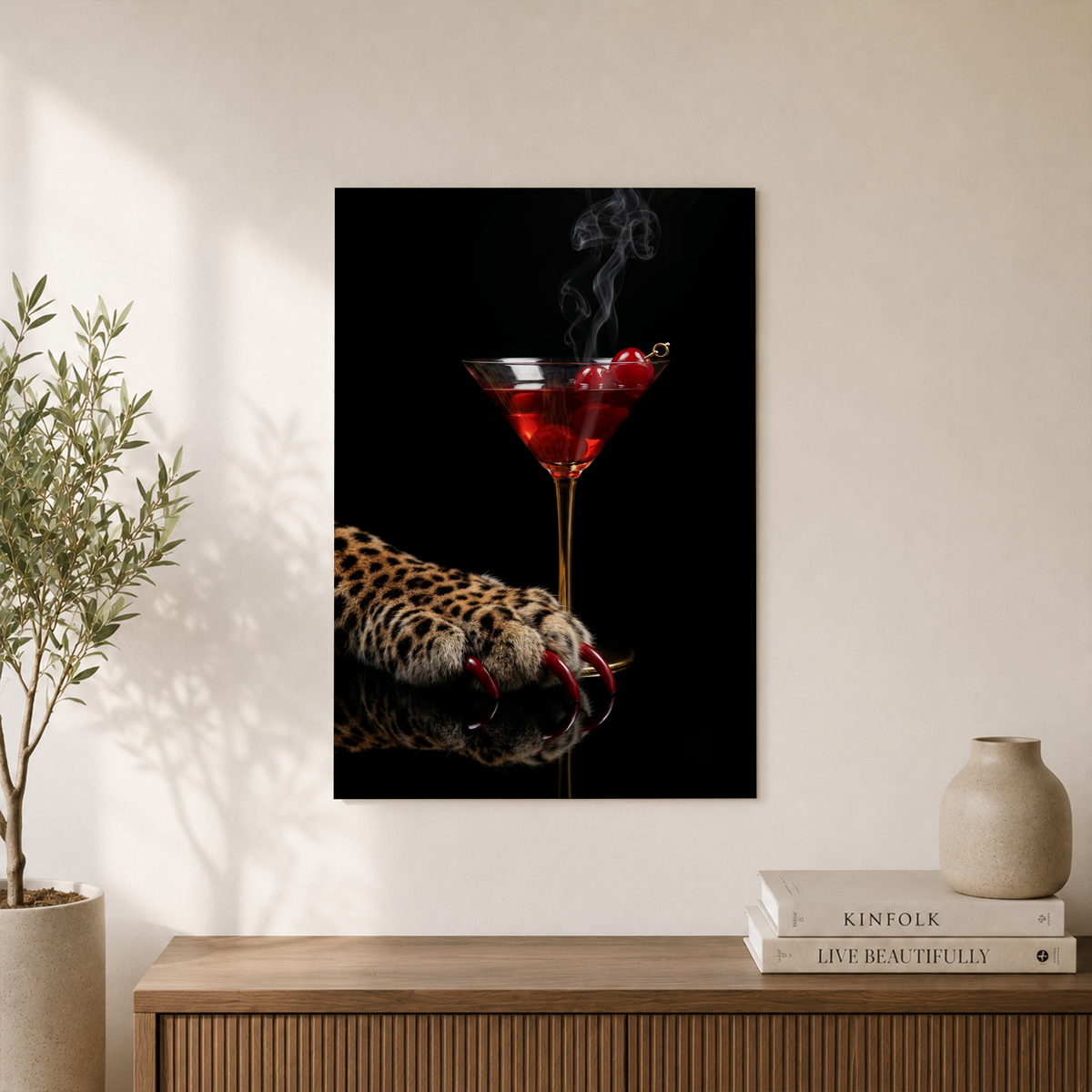 Leopard Martini Wall Art Glam Bar Poster Animal Print Cocktail Decor Unframed Paper Print - Format: Unframed Paper Poster
