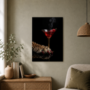 Leopard Martini Wall Art Glam Bar Poster Animal Print Cocktail Decor Unframed Paper Print - Format: Unframed Paper Poster