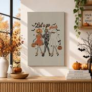 Lets Go Ghouls Halloween Print Retro Girly Wall Art Seasonal Decor Poster - Format: Stretched Canvas