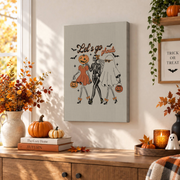 Lets Go Ghouls Halloween Print Retro Girly Wall Art Seasonal Decor Poster - Format: Stretched Canvas