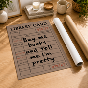 Library Card Book Lover Wall Art Retro Funny Quote For Readers Literary Girls Bookish Decor Print - Format: Rolled Canvas