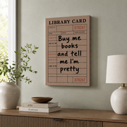 Library Card Book Lover Wall Art Retro Funny Quote For Readers Literary Girls Bookish Decor Print - Format: Stretched Canvas
