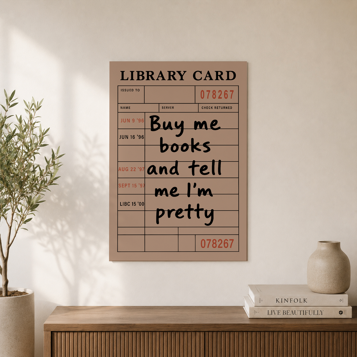 Library Card Book Lover Wall Art Retro Funny Quote For Readers Literary Girls Bookish Decor Print - Format: Unframed Paper Poster