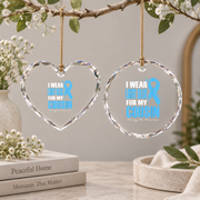 Light Blue Awareness Ribbon Ornament for Cousin Support Glass Ornament - Material: Heart Glass Ornament