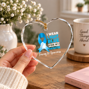 Light Blue Awareness Ribbon Ornament for Daughter Support Glass Ornament - Material: Heart Glass Ornament