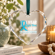 Light Blue Awareness Ribbon Ornament for Granddaughter Support Glass Ornament - Material: Heart Glass Ornament
