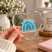 Light Blue Awareness Ribbon Ornament for Trisomy Support Glass Ornament - Material: Heart Glass Ornament