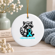 Light Blue Prostate Cancer Awareness Ribbon Glass Ornament - Material: Circle Ceramic Ornament