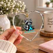 Light Blue Prostate Cancer Awareness Ribbon Glass Ornament - Material: Heart Glass Ornament