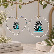 Light Blue Prostate Cancer Awareness Ribbon Glass Ornament - Material: Heart Glass Ornament