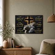 Lion Christian Wall Art, I Am Blessed Inspirational Scripture Poster - Format: Unframed Paper Poster