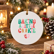 Little Cookie Baby Christmas Announcement Glass Ornament - Material: Circle Ceramic Ornament