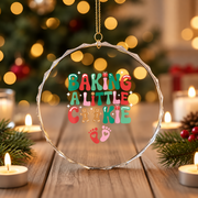 Little Cookie Baby Christmas Announcement Glass Ornament - Material: Circle Glass Ornament