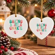 Little Cookie Baby Christmas Announcement Glass Ornament - Material: Heart Ceramic Ornament