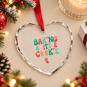 Little Cookie Baby Christmas Announcement Glass Ornament - Material: Heart Glass Ornament
