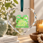 Little Miss Shenanigans Coquette Bow Fun Gift Glass Ornament - Material: Heart Glass Ornament