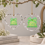 Little Miss Shenanigans Coquette Bow Fun Gift Glass Ornament - Material: Heart Glass Ornament