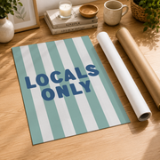 Locals Only Wall Art Blue Coastal Cowgirl Poster Beachy East Coast Sign Dorm Room Decor - Format: Rolled Canvas