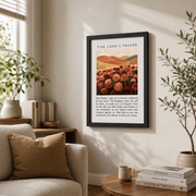 Lords Prayer Christian Wall Art, Floral Minimalist Faith Poster - Format: Black Framed Poster